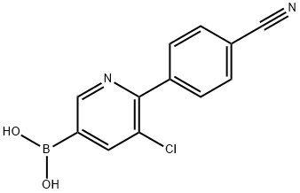 5-Chloro-6-(4-cyanophenyl)pyridine-3-boronic acid结构式