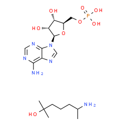 adenosine 5'-monophosphate, compound with 6-amino-2-methylheptan-2-ol (1:1)结构式