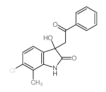 6-chloro-3-hydroxy-7-methyl-3-phenacyl-1H-indol-2-one结构式