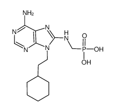 {[6-amino-9-(2-cyclohexylethyl)-9H-purin-8-ylamino]methyl}phosphonic acid结构式