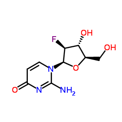 2-Amino-1-(2-deoxy-2-fluoro-β-D-arabinofuranosyl)-4(1H)-pyrimidinone结构式