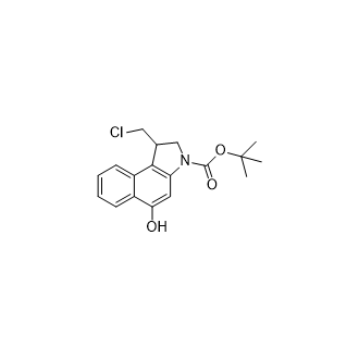 1-(氯甲基)-5-羟基-1H-苯并[e]吲哚-3(2H)-羧酸叔丁酯结构式