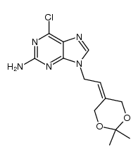 2,2-dimethyl-5-[2-(2-amino-6-chloropurine-9-yl)]ethylidene-1,3-dioxane结构式