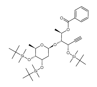 (2R,3R,4S)-3-(((2S,4S,5R,6R)-4,5-bis((tert-butyldimethylsilyl)oxy)-6-methyltetrahydro-2H-pyran-2-yl)oxy)-4-((tert-butyldimethylsilyl)oxy)hex-5-yn-2-yl benzoate结构式