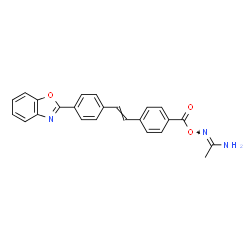 N-[[4-[2-[4-(benzoxazol-2-yl)phenyl]vinyl]benzoyl]oxy]acetamidine structure