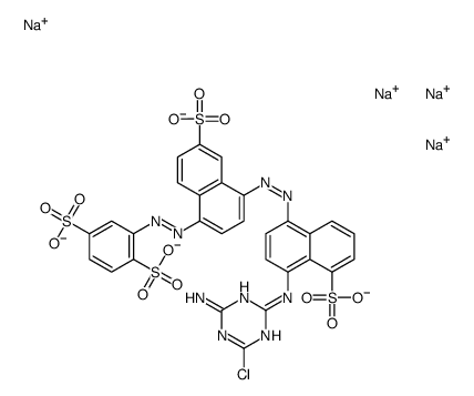 tetrasodium 2-[[4-[[4-[(4-amino-6-chloro-1,3,5-triazin-2-yl)amino]-5-sulphonato-1-naphthyl]azo]-6-sulphonato-1-naphthyl]azo]benzene-1,4-disulphonate Structure