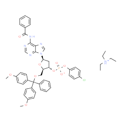 3'-Adenylic acid, N-benzoyl-5'-O-[bis(4-methoxyphenyl)phenylmethyl]-2'-deoxy-, mono(4-chlorophenyl) ester, compd. with N,N-diethylethanamine (1:1)结构式