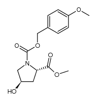 (2S,4R)-1-p-methoxybenzyloxycarbonyl-4-hydroxypyrrolidine-2-carboxylic acid methyl ester Structure