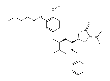 (3S,5S)-5-((S)-1-(benzylimino)-3-(4-methoxy-3-(3-methoxypropoxy)benzyl)-4-methylpentyl)-3-isopropyldihydrofuran-2(3H)-one Structure