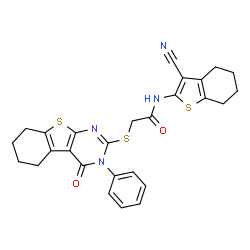 N-(3-cyano-4,5,6,7-tetrahydrobenzo[b]thiophen-2-yl)-2-((4-oxo-3-phenyl-3,4,5,6,7,8-hexahydrobenzo[4,5]thieno[2,3-d]pyrimidin-2-yl)thio)acetamide Structure