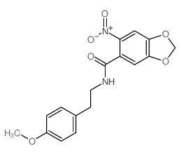 N-[2-(4-methoxyphenyl)ethyl]-6-nitro-benzo[1,3]dioxole-5-carboxamide结构式