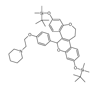 1-(2-{4-[2,8-bis(tert-butyldimethylsilyloxy)-11,12-dihydro-5H-6,13-dioxabenzo[3,4]cyclohepta[1,2-a]naphthalene-5-yl]phenoxy}ethyl)piperidine结构式