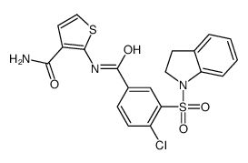 2-[[4-chloro-3-(2,3-dihydroindol-1-ylsulfonyl)benzoyl]amino]thiophene-3-carboxamide结构式