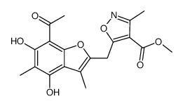 2-(7-acetyl-4,6-dihydroxy-3,5-dimethylbenzofuranyl)-5'-(4'-methoxycarbonyl-3'-methylisoxazolyl)methane Structure