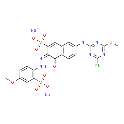 disodium 7-[(4-chloro-6-methoxy-1,3,5-triazin-2-yl)methylamino]-4-hydroxy-3-[(4-methoxy-2-sulphonatophenyl)azo]naphthalene-2-sulphonate结构式