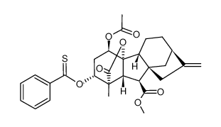 ent-1α-acetoxy-10-hydroxy-3β-thiobenzoyloxy-20-norgiberell-16-ene-7,19-dioic acid 7-methyl ester 19,10-lactone结构式