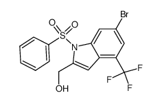 [6-bromo-1-(phenylsulfonyl)-4-(trifluoromethyl)-1H-indol-2-yl]methanol结构式