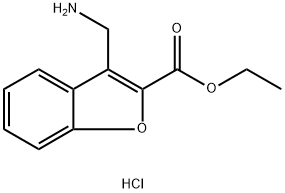 3-(氨基甲基)-1-苯并呋喃-2-羧酸乙酯盐酸盐结构式