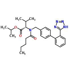 Isopropyl N-pentanoyl-N-{[2'-(1H-tetrazol-5-yl)-4-biphenylyl]methyl}-L-valinate结构式