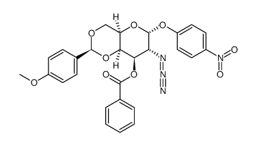 p-nitrophenyl 2-azido-3-O-benzoyl-2-deoxy-4,6-O-p-methoxybenzylidene-α-D-galactopyranoside结构式