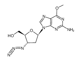 2-Amino-9-(3'-azido-2',3'-dideoxy-beta-D-erythro-pentafuranosyl)-6-methoxy-9H-purine结构式