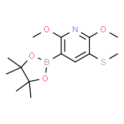 2,6-Dimethoxy-5-(methylthio)pyridine-3-boronic acid pinacol ester结构式