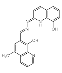 7-Quinolinecarboxaldehyde,8-hydroxy-5-methyl-, 2-(8-hydroxy-2-quinolinyl)hydrazone structure