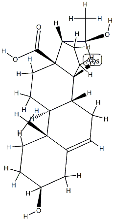 (20S)-14β,20-Epoxy-3β,20-dihydroxypregn-5-en-18-oic acid structure