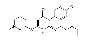 3-(4-chlorophenyl)-7-methyl-2-(pentylamino)-6,8-dihydro-5H-pyrido[2,3]thieno[2,4-b]pyrimidin-4-one结构式