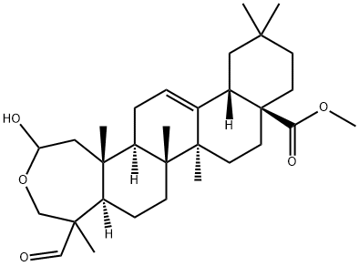 2-Hydroxy-23-oxo-A-homo-3-oxaolean-12-en-28-oic acid methyl ester结构式