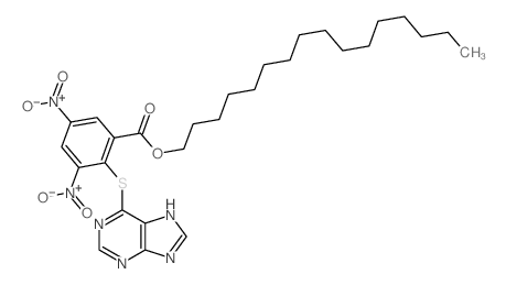 Benzoic acid, 3,5-dinitro-2-(1H-purin-6-ylthio)-, hexadecyl ester structure