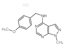 1H-Pyrazolo[3,4-d]pyrimidin-4-amine,N-[(4-methoxyphenyl)methyl]-1-methyl-, hydrochloride (1:1) picture