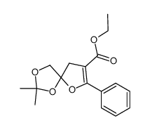 2,2-dimethyl-7-phenyl-1,3,6-trioxa-spiro[4.4]non-7-ene-8-carboxylic acid ethyl ester Structure