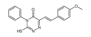 3-mercapto-6-(4-methoxystyryl)-4-phenyl-1,2,4-triazin-5(4H)-one Structure