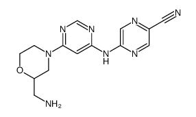 5-[[6-[2-(aminomethyl)morpholin-4-yl]pyrimidin-4-yl]amino]pyrazine-2-carbonitrile Structure