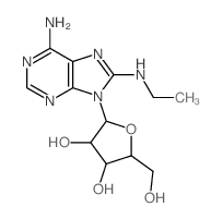 2-(6-amino-8-ethylamino-purin-9-yl)-5-(hydroxymethyl)oxolane-3,4-diol structure