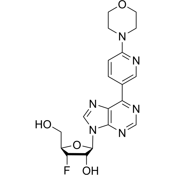 9-(3-Deoxy-3-fluoro-β-D-ribofuranosyl)-6-[6-(4-morpholinyl)pyridin-3-yl]purine Structure