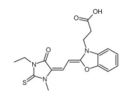 1-Methyl-3-ethyl-5-[2-(3-(2-carboxyethyl)-benzoxazol-2-ylidene)-ethylidene]-2-thioxo-imidazolidin-4-one Structure