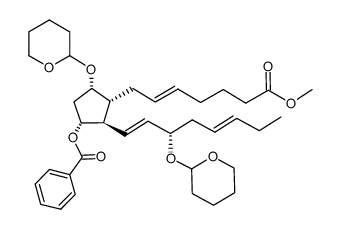 (1R,2R,3R,4S)-3-((E)-7-methoxy-7-oxohept-2-en-1-yl)-4-((tetrahydro-2H-pyran-2-yl)oxy)-2-((1E,3S,5E)-3-((tetrahydro-2H-pyran-2-yl)oxy)octa-1,5-dien-1-yl)cyclopentyl benzoate结构式