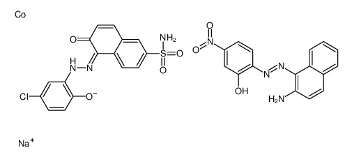 sodium [2-[(2-amino-1-naphthyl)azo]-5-nitrophenolato(2-)][5-[(5-chloro-2-hydroxyphenyl)azo]-6-hydroxynaphthalene-2-sulphonamidato(2-)]cobaltate(1-)结构式