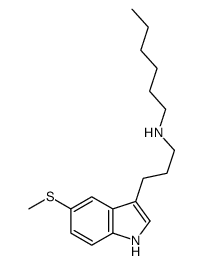 N-[3-(5-methylsulfanyl-1H-indol-3-yl)propyl]hexan-1-amine结构式