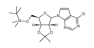 4-chloro-7-[5-O-[(1,1-dimethylethyl)dimethysilyl]-2,3-O-(1-methylethylidene)-D-ribofuranosyl]-7H-pyrrolo[2,3-d]pyrimidine结构式