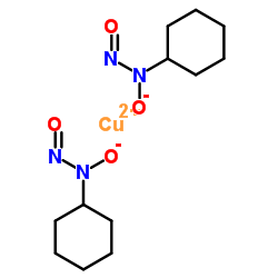 bis(N-hydroxy-N-nitrosocyclohexylaminato-O,O')copper structure