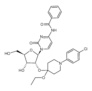 4-N-Benzoyl-2'-O-[1-(4-chlorophenyl)-4-ethoxypiperidin-4-yl]cytidine结构式