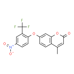 4-Methyl-7-(4-nitro-2-(trifluoromethyl)phenoxy)-2H-chromen-2-one structure