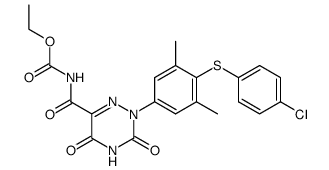 {2-[4-(4-chloro-phenylsulfanyl)-3,5-dimethyl-phenyl]-3,5-dioxo-2,3,4,5-tetrahydro-[1,2,4]triazine-6-carbonyl}-carbamic acid ethyl ester结构式