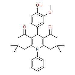 9-(4-hydroxy-3-methoxyphenyl)-3,3,6,6-tetramethyl-10-phenyl-3,4,6,7,9,10-hexahydroacridine-1,8(2H,5H)-dione Structure