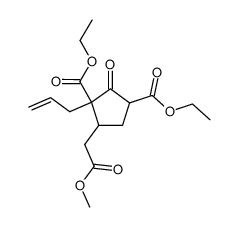 2-allyl-2,5-diethoxycarbonyl-4-methoxycarbonylmethylcyclopentanone Structure