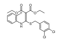 Propanedioic acid, 2-[[[(3,4-dichlorophenyl)methyl]thio][(2-fluorophenyl)amino]methylene]-, 1,3-diethyl ester Structure