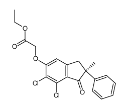 ((S)-6,7-Dichloro-2-methyl-1-oxo-2-phenyl-indan-5-yloxy)-acetic acid ethyl ester结构式